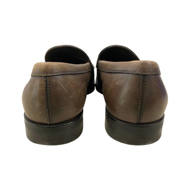 Tods Shoes Mens 8.5 Brown Leather Penny Loafers Made in Italy Classic Slip On - Picture 4 of 12